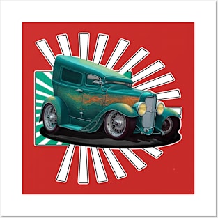 Retro Hot Rod Car Posters and Art